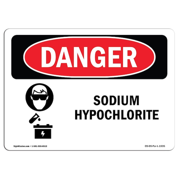 Signmission OSHA Sign, 10" Height, 14" Width, Rigid Plastic, Sodium Hypochlorite, Landscape, 1014-L-1935 OS-DS-P-1014-L-1935 - main
